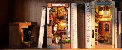 Robotime Sakura Wine Alley DIY Booknook with Lights DIY Miniature Dolls House Kit 3D Wooden Puzzle Bookend Bookshelf Decor Gift by Smarsty