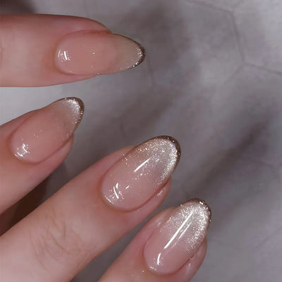 24 Pcs Metallic Cat Eye French Press On Nails - Smarsty