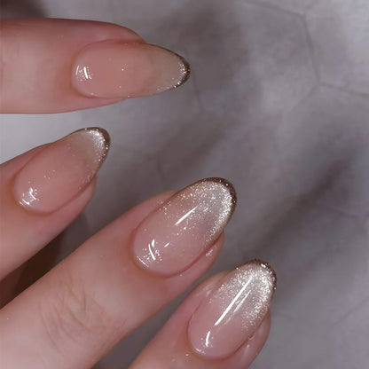 24 Pcs Metallic Cat Eye French Press On Nails - Smarsty