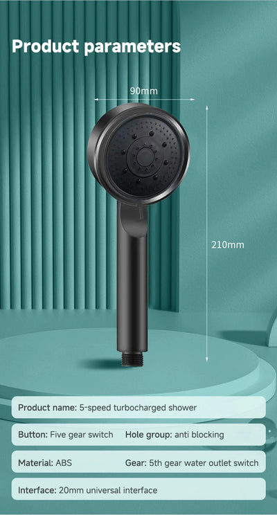 5 Modes Pressure Boost Shower Head Multifunction Adjustable Large Water Shower Nozzle Massage Bathroom Accessory
