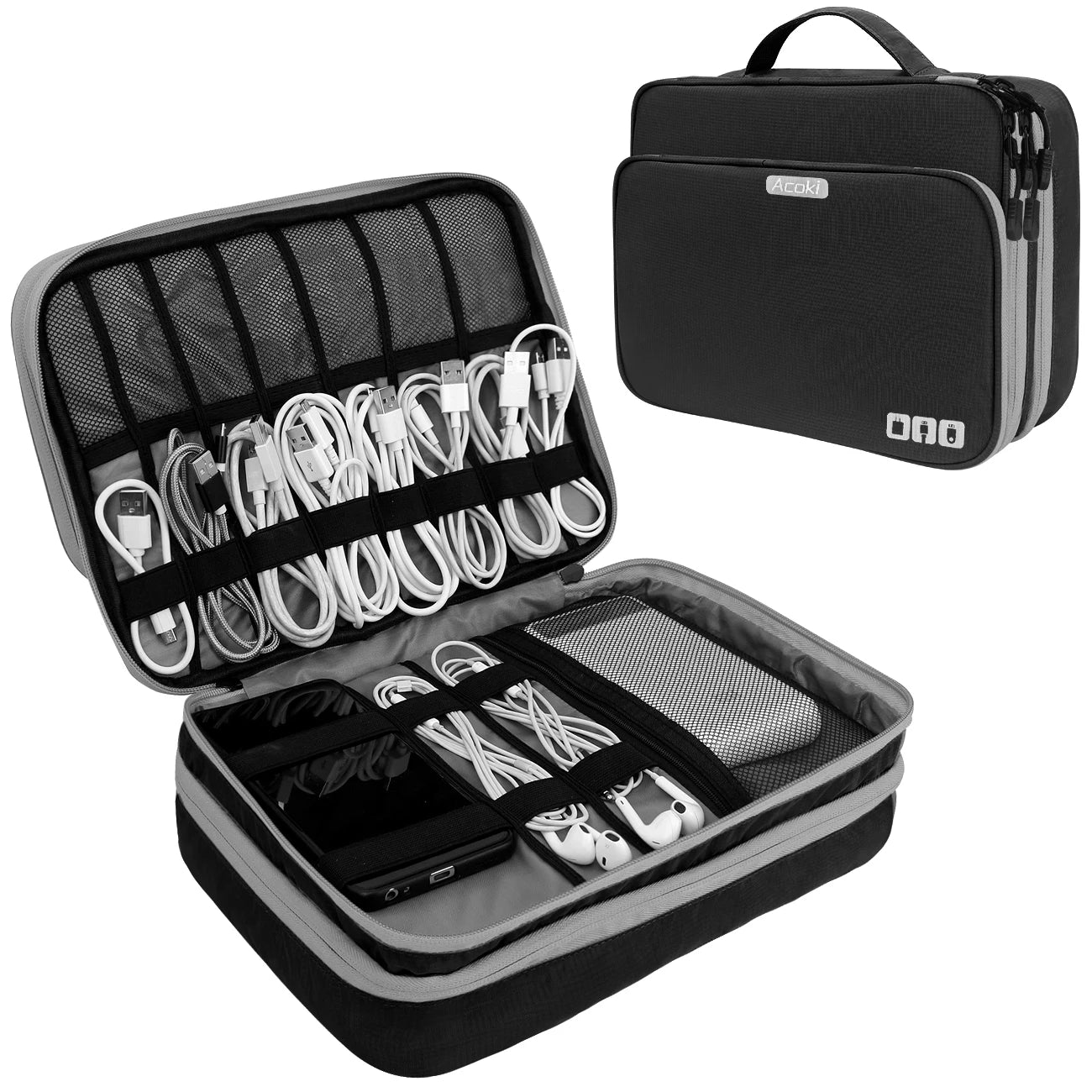 Multi Layer Electronic Accessories Organizer for Travel - Smarsty