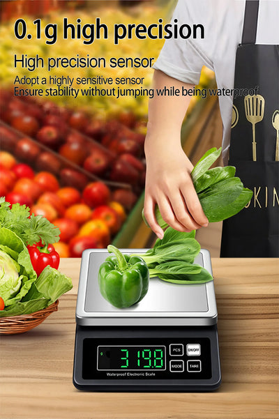 Rechargeable Kitchen Scale IP67 Fully Waterproof Home Kitchen Scale 0.1g/1g High Precision Electronic Balance 3kg/5kg/10kg/15kg by Smarsty