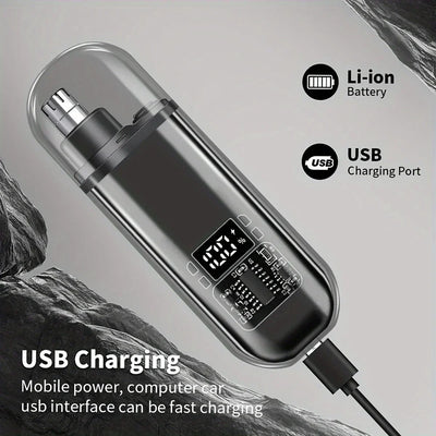 Nose Ear Hair Trimmer for Men - USB C Rechargeable Portable Fast Charge, Compact Grooming Kit - Smarsty