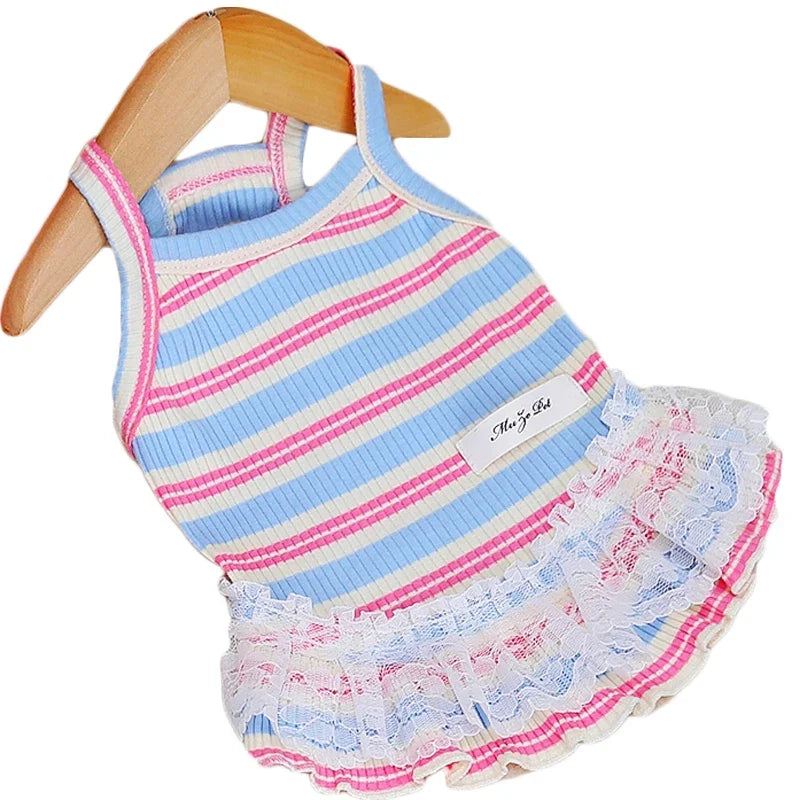 Colorful Striped Dog Dress for Summer Fun - Smarsty