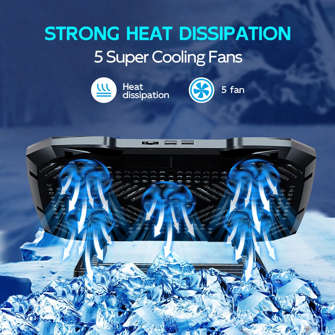 Laptop Cooling Pad 12 17 Inch With Five Quiet Fans