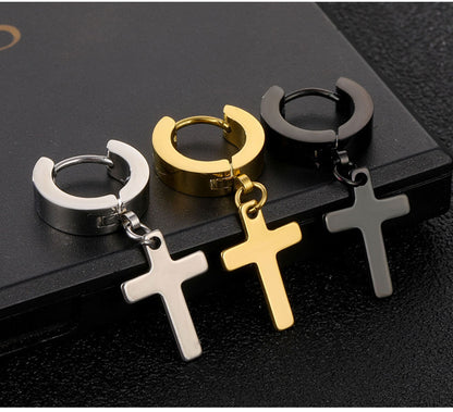 Stainless Steel Cross Dangle Earrings for Men and Women - Smarsty
