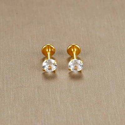 Labret Tragus Stud 16G Surgical Stainless Steel CZ Crystal - Smarsty