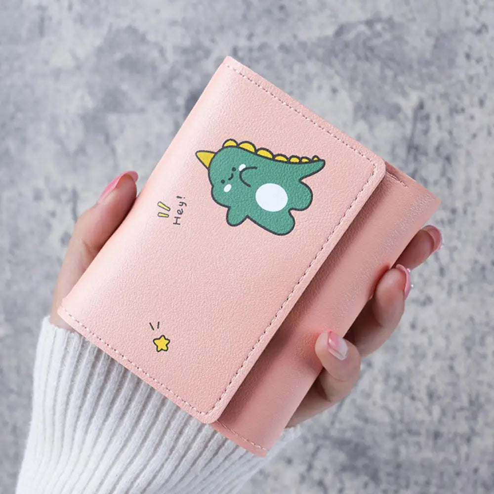 PU Leather Cute Women Wallet Coin Purse Simple 3 Folds Multi-card Slots Card Holder Cute Cat Dog Short Wallets for Girls - Smarsty