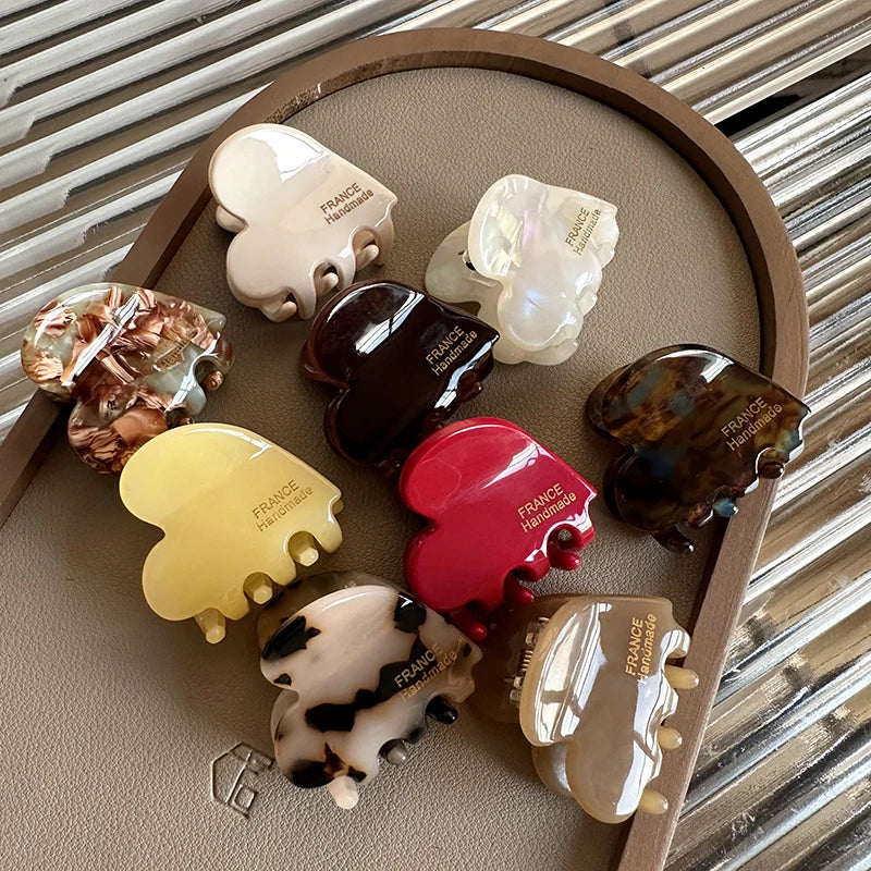 Small Acetate Heart Hair Claw Clips Cute 35mm For Girls - Smarsty