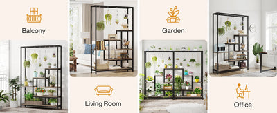 Tribesigns 5 Tiers Tall Indoor Plant Stand 70.9 inches Large Metal Plant Shelf with 10 PC S Hanging Hooks for Garden - Smarsty