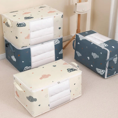 Large Capacity Clothes Storage Bag Organizer With Reinforced Handle Suitable For Blankets Bedding Foldable With Sturdy Zipper - Smarsty