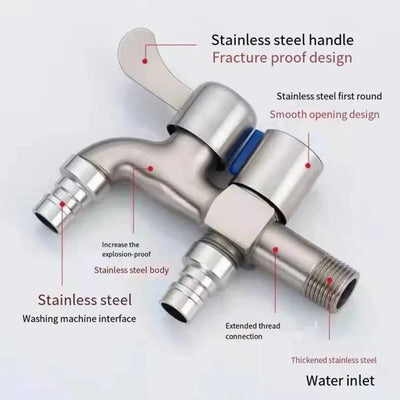 Stainless Steel Double Outlet Faucet for Efficient Water Control - Smarsty