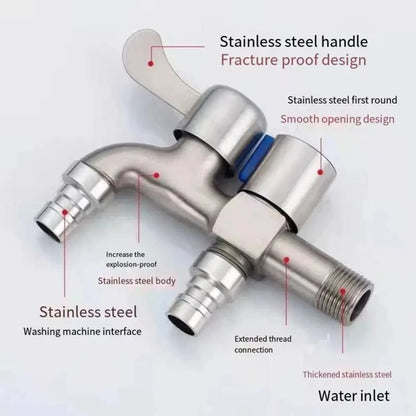 Stainless Steel Double Outlet Faucet for Efficient Water Control - Smarsty