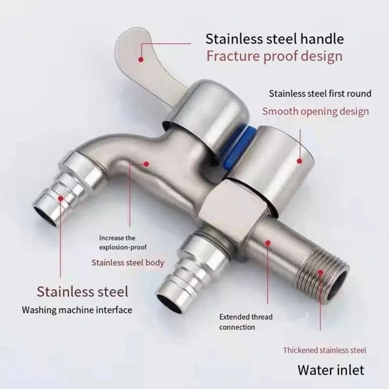 Stainless Steel Double Outlet Faucet for Efficient Water Control - Smarsty