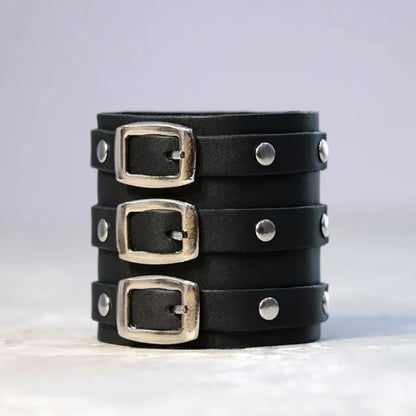 Vintage Leather Cuff Bracelet Adjustable Gothic Punk Jewelry - Smarsty
