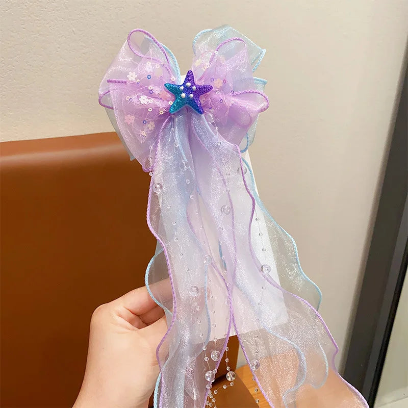Mermaid Hair Accessories for Girls with Bow and Clip - Smarsty