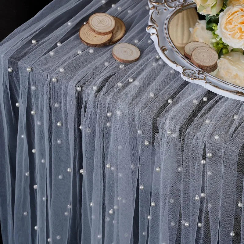 White Pearl Lace Table Runner for Elegant Events - Smarsty