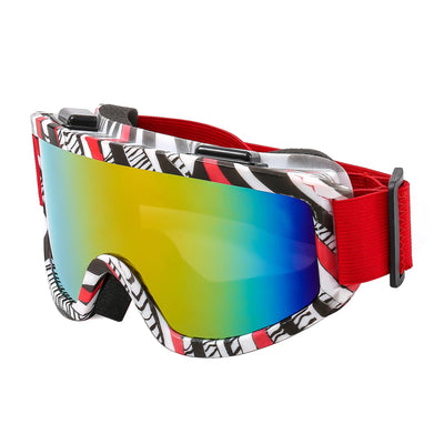 Large Frame Ski Goggles with Colorful Lens Anti-Collision Anti-Glare Lens Outdoor Sport Snow Snowboard for Snowboarding Skiing - Smarsty