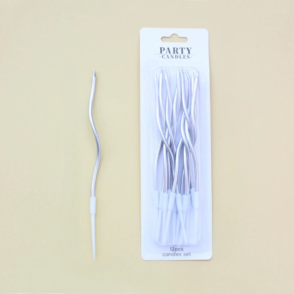 6/12/48pcs/1case Birthday Candles Spiral Cake Candles  Long Thin Cake Candles For Wedding Party And Cake Decoration - Smarsty