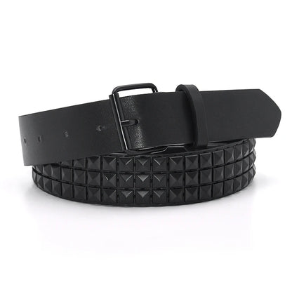 Pyramid Rivet Studded Belt Punk Rock Pin Buckle - Smarsty