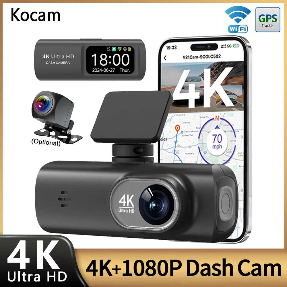 4K Dash Cam With WiFi Dual Lens GPS Parking Monitoring - Smarsty