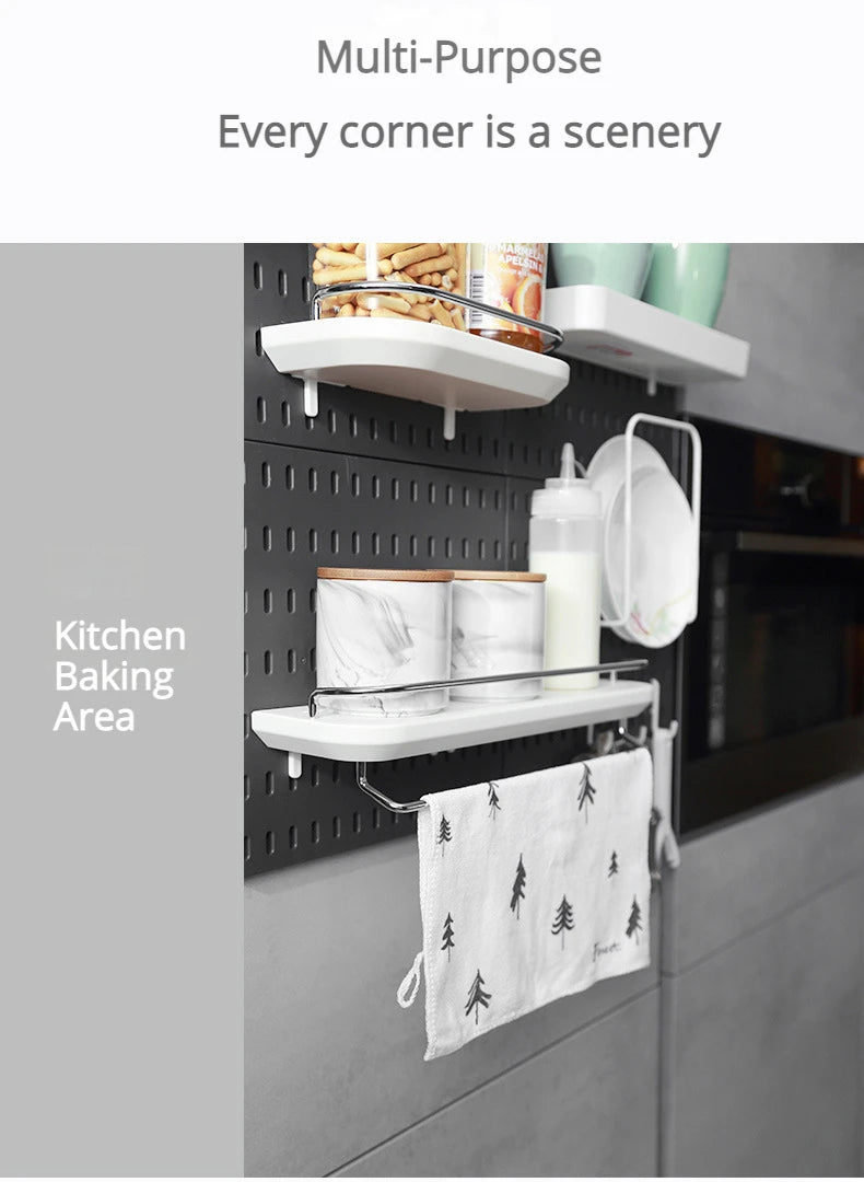 New DIY Pegboard Accessories Hanging Shelf Storage Hooks Wall Organizer No Punching Crafts Organization For Garage Kitchen Room