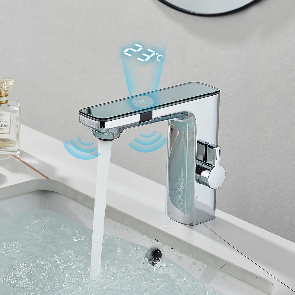 White Smart Sensor Basin Faucet with Digital Display - Smarsty
