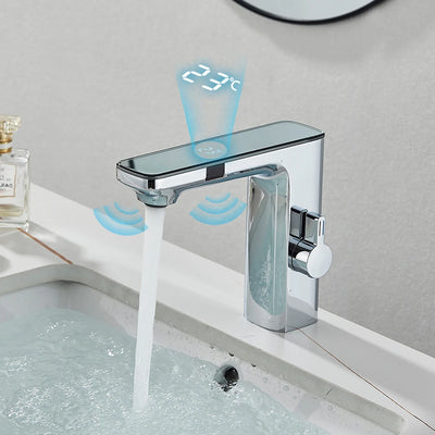 White Smart Sensor Basin Faucet with Digital Display - Smarsty
