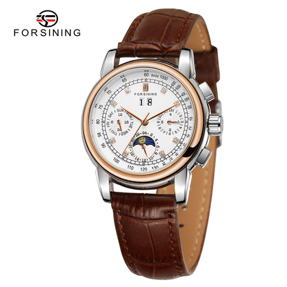Luxury Women's Automatic Mechanical Wrist Watch with Diamond Moon Phase - Smarsty
