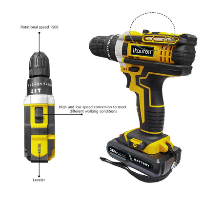 Multifunctional 21V rechargeable impact drill lithium battery cross-border flashlight gun drill electric screwdriver electric dr
