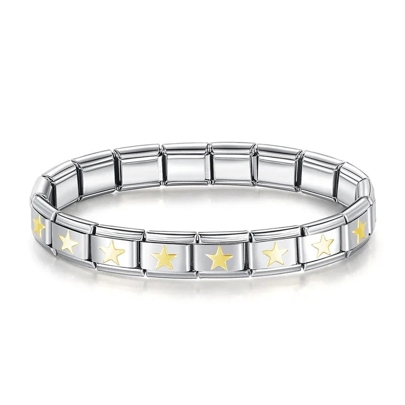 Womens Stainless Steel Charm Bracelet Elastic Fashion Bangle - Smarsty