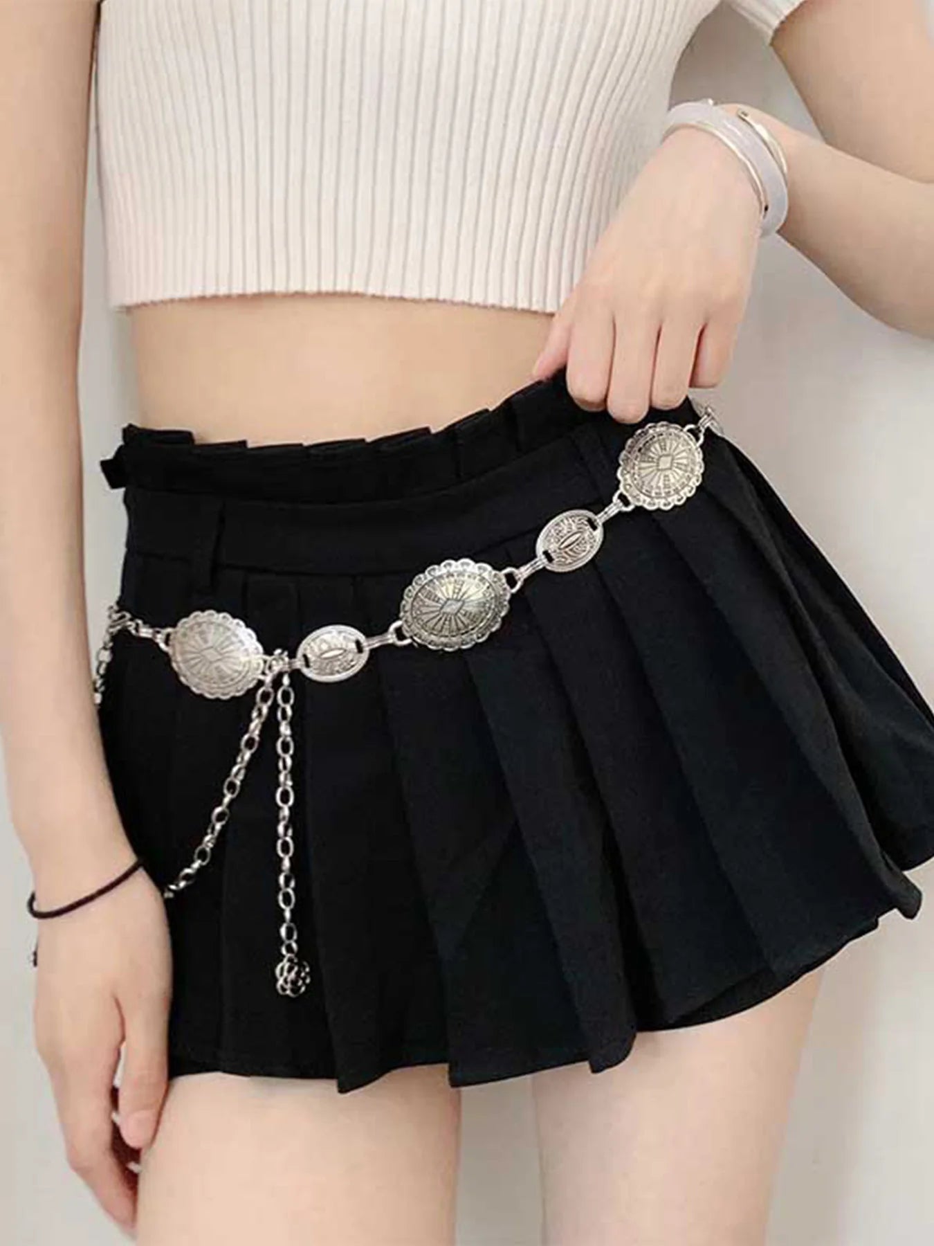 Women’s Bohemian Silver Metal Waist Chain Belt - Smarsty