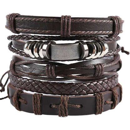 Viking Leather Bracelet For Men Adjustable Skull Design - Smarsty