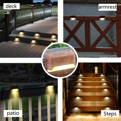 4 Pack LED Solar Stair Lights for Safe Outdoor Lighting - Smarsty