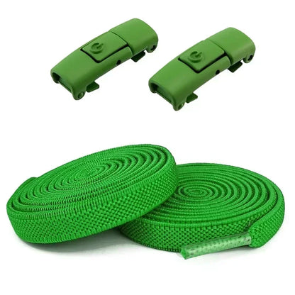 2Pairs Without Ties Elastic Laces No Tie Shoe Laces Press Lock Shoelaces Sneaker Kids Adult 8MM Widened Flat Shoelace for Shoes