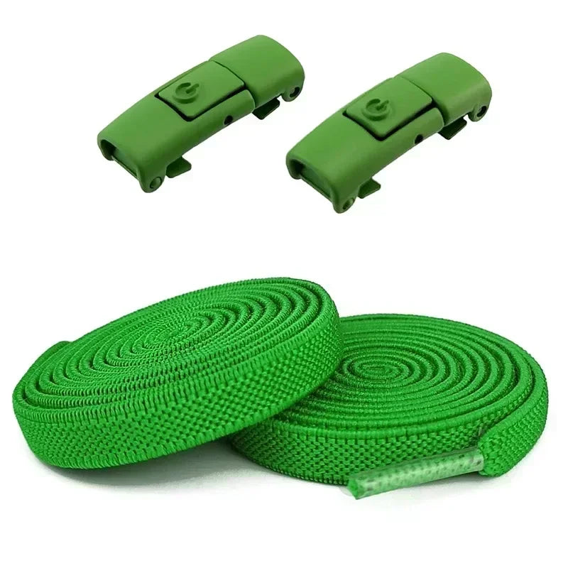 2Pairs Without Ties Elastic Laces No Tie Shoe Laces Press Lock Shoelaces Sneaker Kids Adult 8MM Widened Flat Shoelace for Shoes