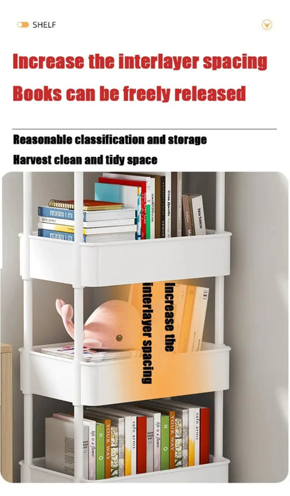 Bookshelf Storage Trolley Mobile Kitchen Organizer Cart With Wheels Multi-Layer Bathroom Shelves Household Snacks Storage Rack by Smarsty