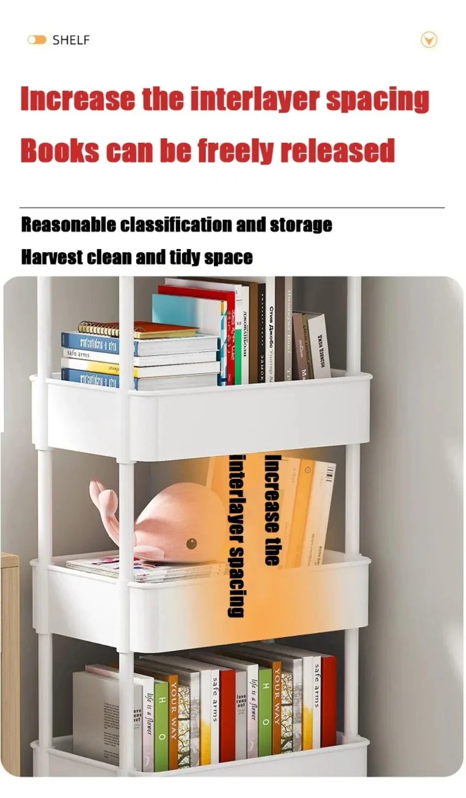 Bookshelf Storage Trolley Mobile Kitchen Organizer Cart With Wheels Multi-Layer Bathroom Shelves Household Snacks Storage Rack by Smarsty