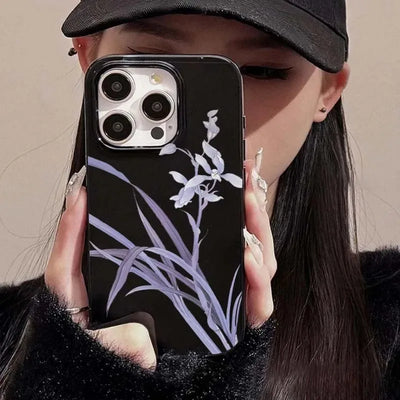 Orchid Print Shockproof Phone Case for iPhone 7 to 16 - Smarsty