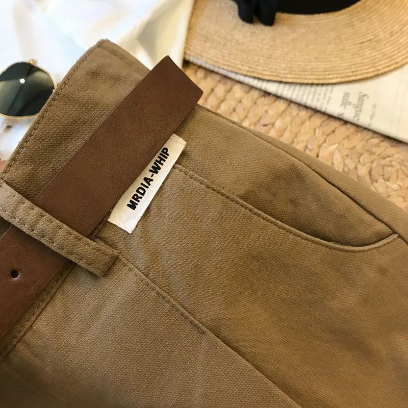 [Delivery belt] Summer new wide leg shorts Thin cotton A-frame shorts Office ladies classic loose casual zipper shorts for women - Smarsty