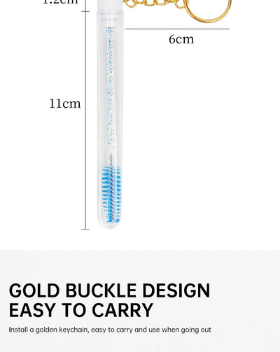 10 Pcs Tube Eyelash Brushes with Gold Keychain Convenience - Smarsty