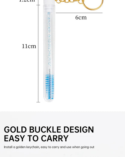 10 Pcs Tube Eyelash Brushes with Gold Keychain Convenience - Smarsty