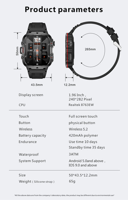Rugged Military Smart Watch for Men with Bluetooth Calling - Smarsty