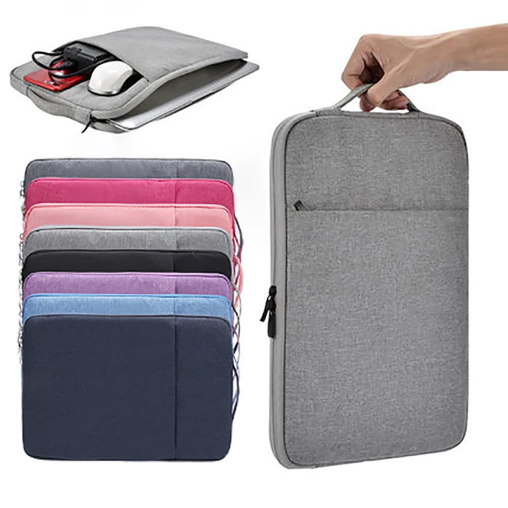 Denim Laptop Sleeve With Padded Inner Compartment Zipper
