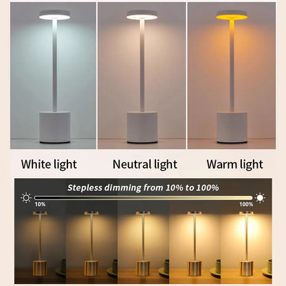 Classic Table Lamp USB Rechargeable Night Light Stepless Dimming Touch Desk Lamp 3 Colors Bedside Lamp Bar Hotel Decoration - Smarsty