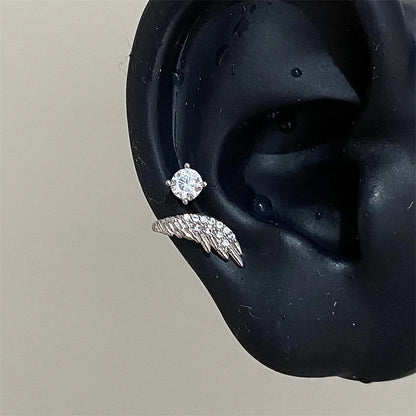 Stainless Steel Ear Cuff With Rhinestone Wing Sparkle - Smarsty