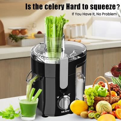 Sejoy Compact Fruits Juicer,Juice Extractor Machine Multiple Safety Features Operation Centrifugal Extractor Speed Adjustable - Smarsty