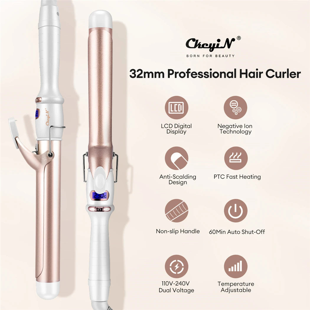 CkeyiN Professional Ceramic Hair Curler with Adjustable Temperature - Smarsty