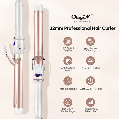 CkeyiN Professional Ceramic Hair Curler Adjustable Temperature - Smarsty