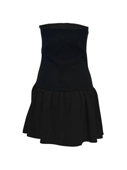 Black Sexy A-Line Dress Summer Strapless Women Slim Fit Off Shoulder Fashion Patchwork Casual Party Female Mini Dresses Clothing
